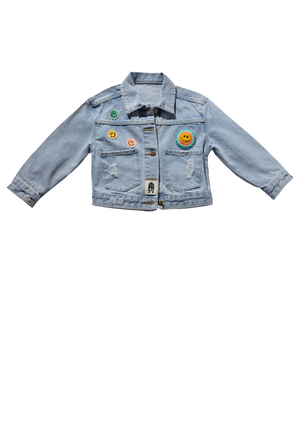 Petite Hailey Multi Smile Patched Denim Jacket